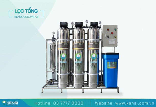 Hệ Thống Lọc Tổng UF 3 Cột Inox 2 m³/giờ | Điều Khiển Tự Động